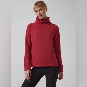 Athleta altitude polartec funnel neck sweatshirt in red XS